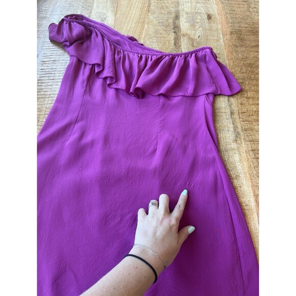 Jenny Han Women's Pink Silk Dress One Shoulder Ruffle Accent Small - Picture 2 of 13